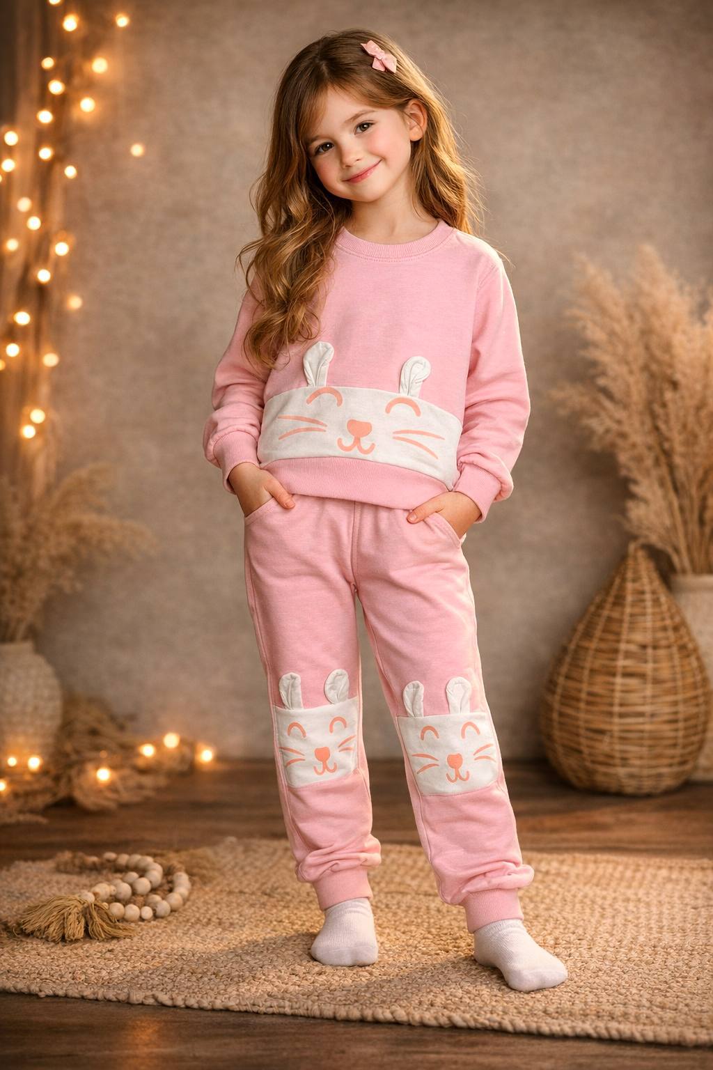 بلوز شلوار دخترانه طرح گربه