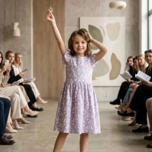 پیراهن بچگانه طرح تک‌شاخ رنگ یاسی