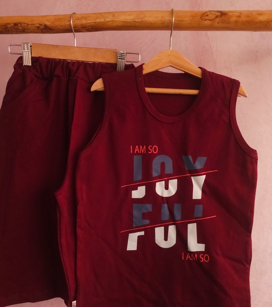 تاپ و شورتک بچگانه پنبه سوپر JOYFULL – زرشکی