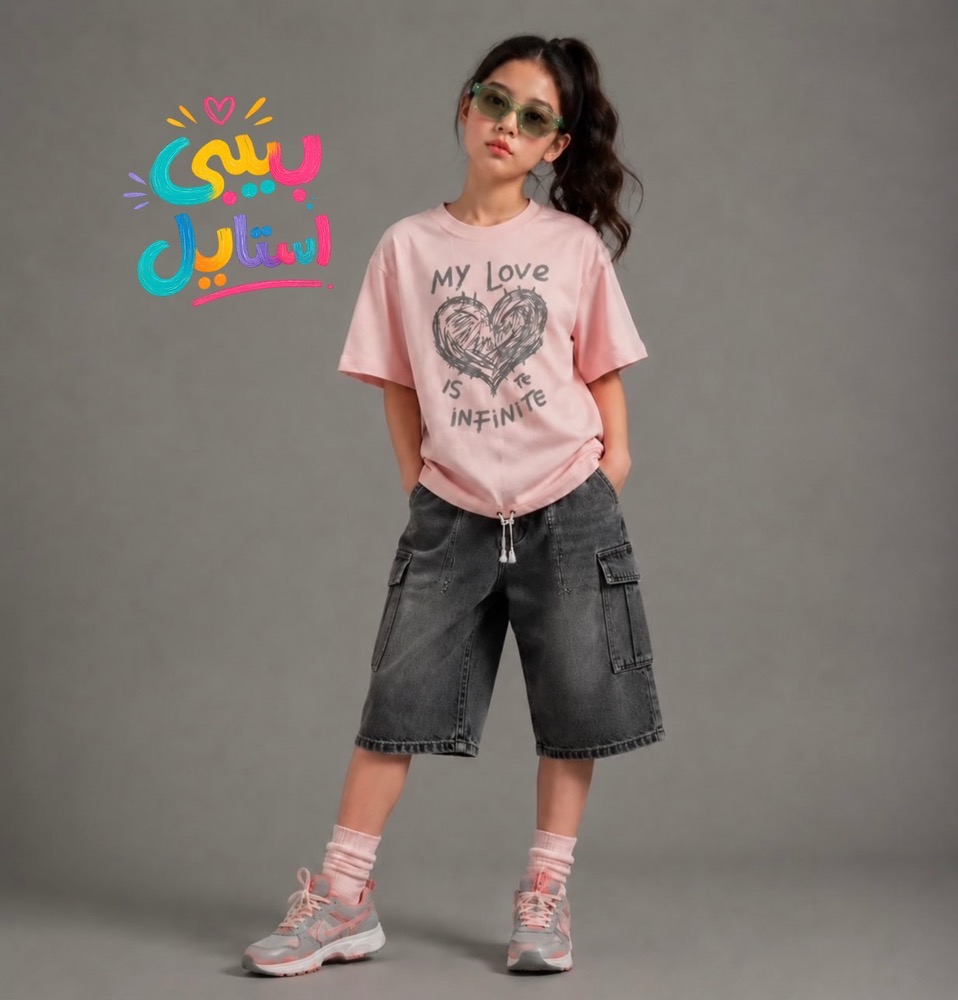 تیشرت کراپ بچگانه INFINITE – صورتی